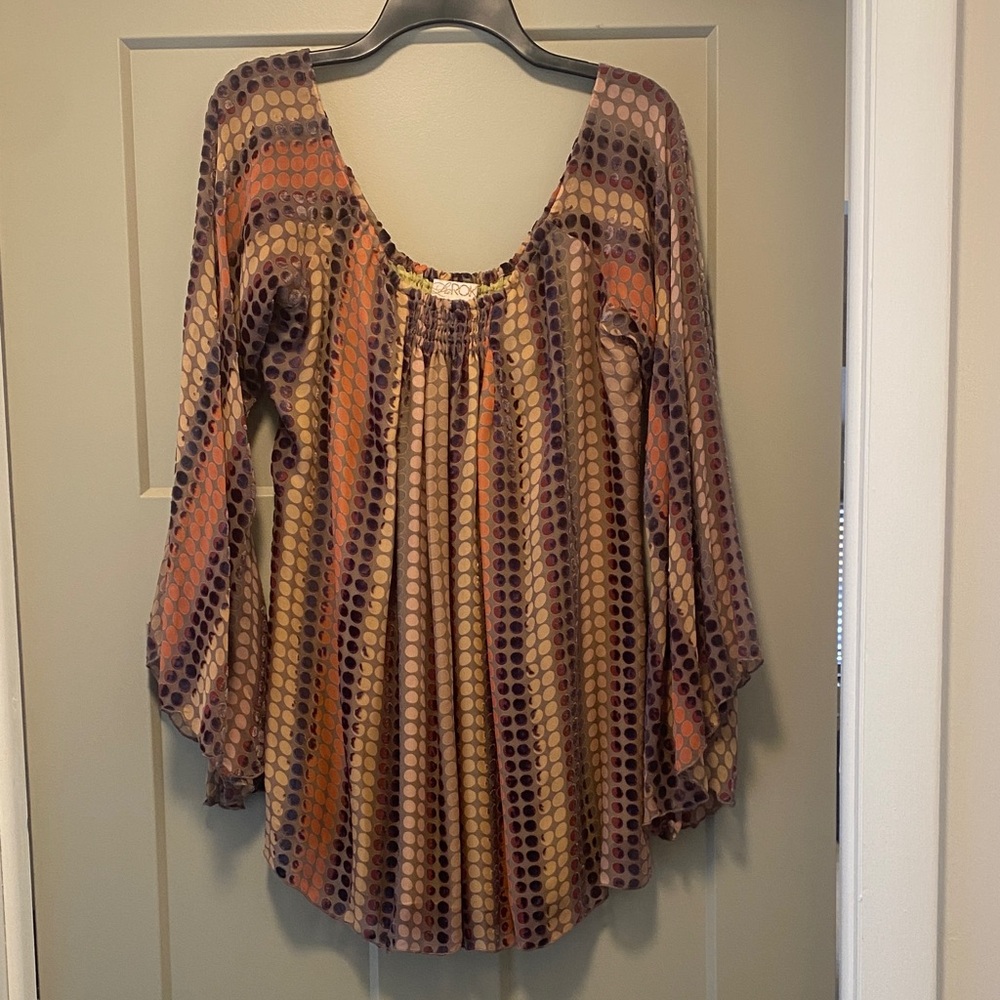 LaRok Burn Out Velvet Dot Blouse